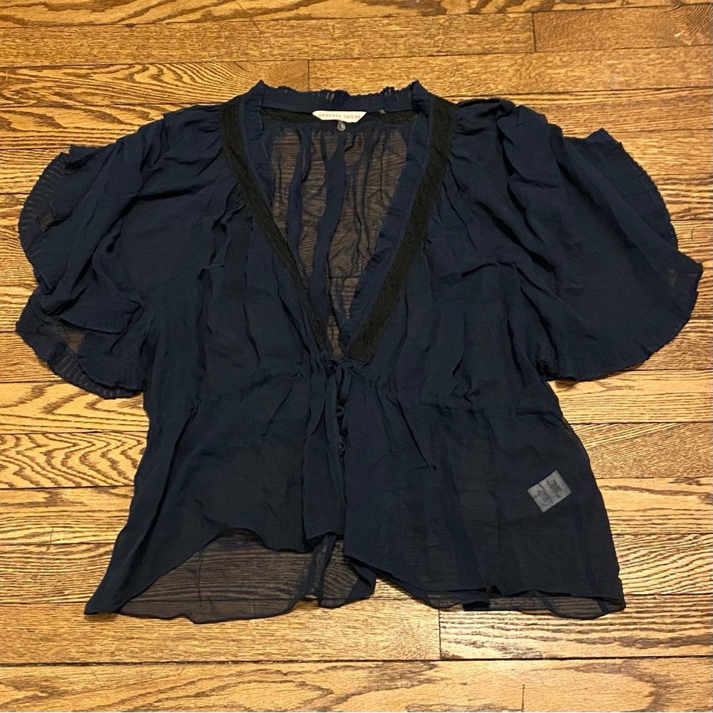 Rebecca Taylor Sheer Navy Blouse